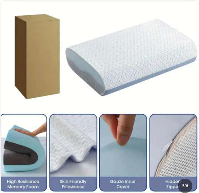 4 Inch Gel Memory Foam Cooling Bed Pillow with Removable Washable Pillowcase, Standard Size