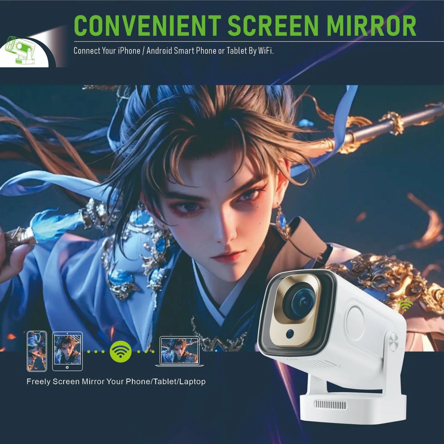 Auto-Focus WiFi 6 1080p Home Projector