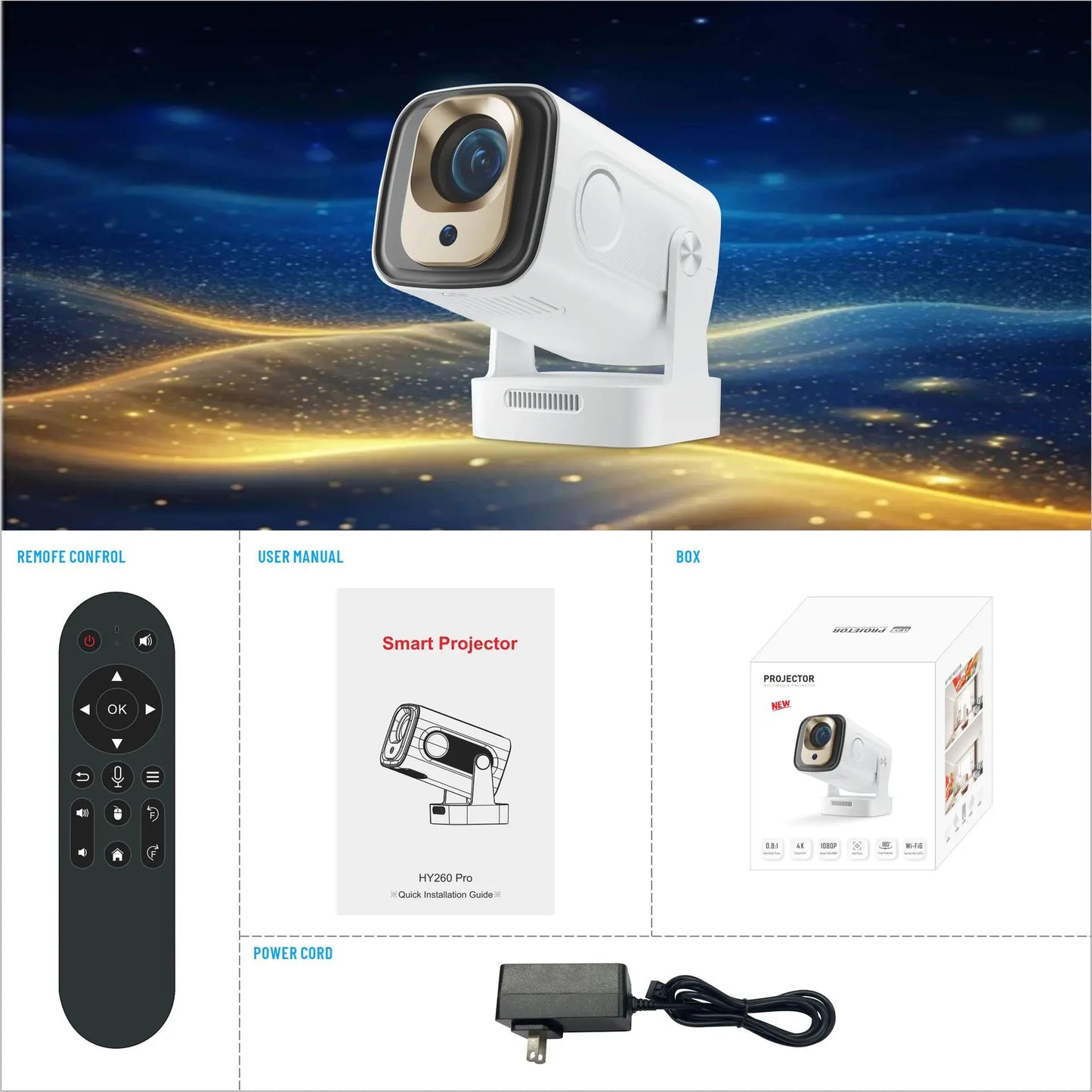 Auto-Focus WiFi 6 1080p Home Projector