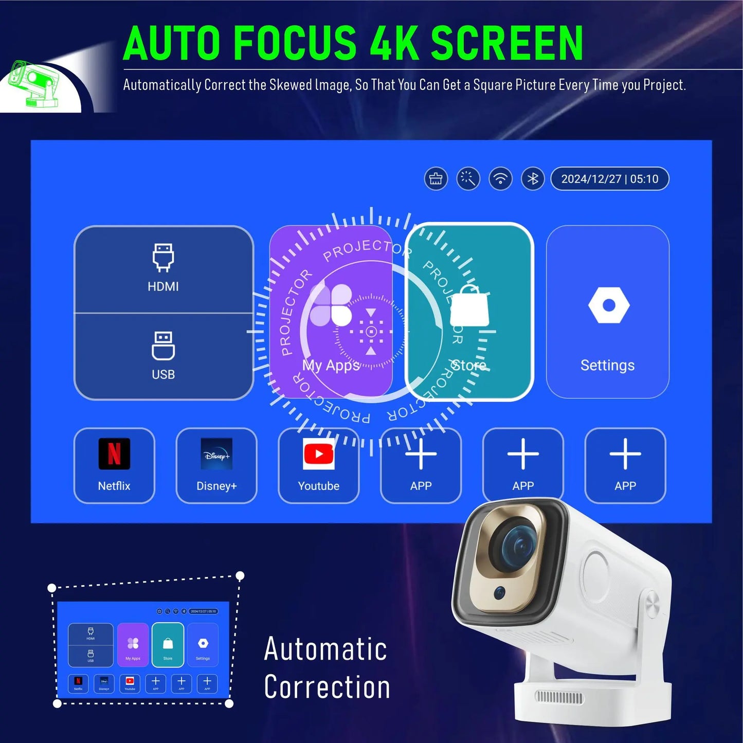 Auto-Focus WiFi 6 1080p Home Projector